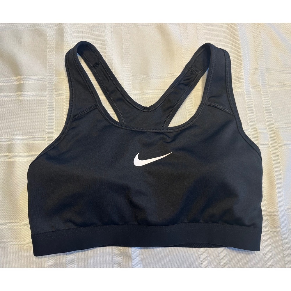 Nike Sports Bra Women S Black 823312-010 Dri-FIT Racerback Medium Support Gym